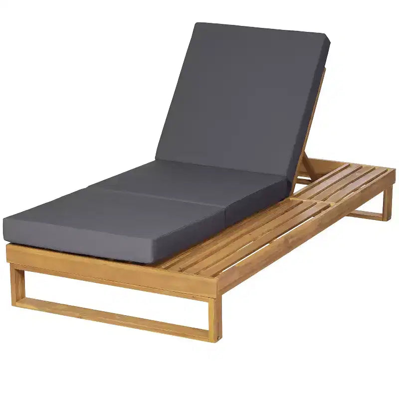 Christopher Knight Home Hudson Chaise longue de patio moderne en bois d'acacia, réglable sur 4 positions avec coussin