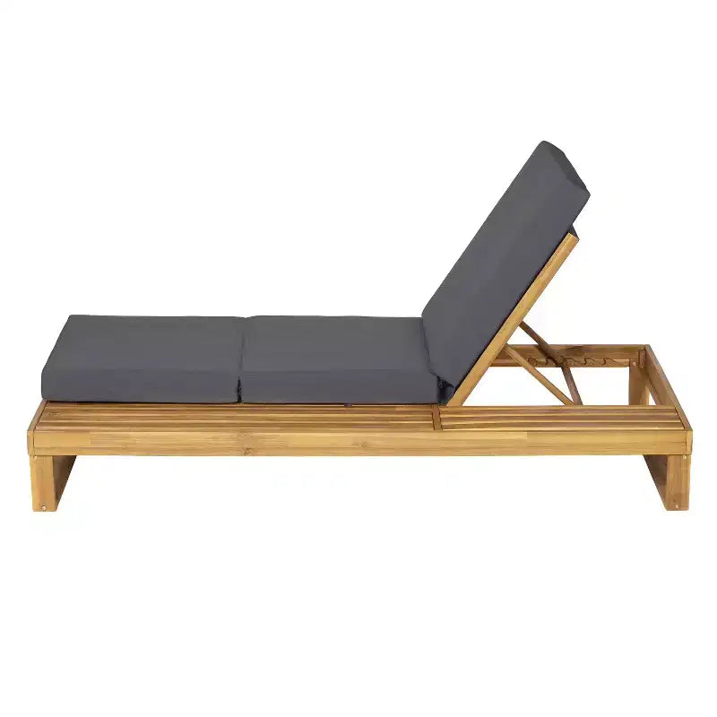 Christopher Knight Home Hudson Chaise longue de patio moderne en bois d'acacia, réglable sur 4 positions avec coussin