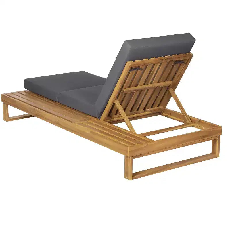 Christopher Knight Home Hudson Chaise longue de patio moderne en bois d'acacia, réglable sur 4 positions avec coussin