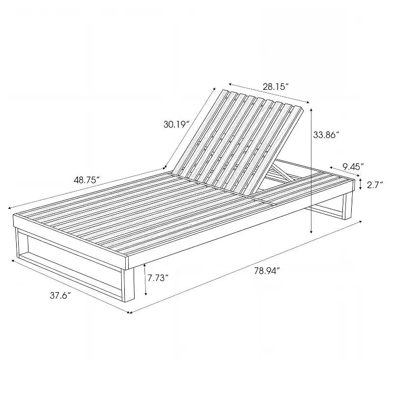 Christopher Knight Home Hudson Chaise longue de patio moderne en bois d'acacia, réglable sur 4 positions avec coussin