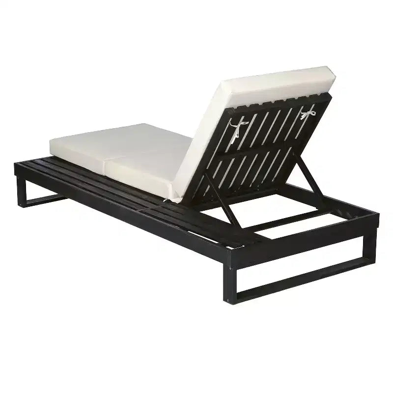 Christopher Knight Home Hudson Chaise longue de patio moderne en bois d'acacia, réglable sur 4 positions avec coussin