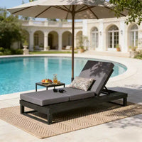 Christopher Knight Home Hudson Chaise longue de patio moderne en bois d'acacia, réglable sur 4 positions avec coussin