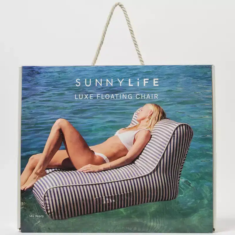 Sunnylife : Chaise flottante Luxe - Marine Navy Stripe - lounge de piscine gonflable