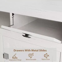 Meuble TV de ferme pour téléviseurs de 75/80 pouces, meuble de divertissement avec tiroirs de rangement et étagère ouverte, meuble console TV pour salon, chambre à coucher