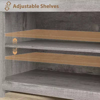Meuble TV de ferme pour téléviseurs de 75/80 pouces, meuble de divertissement avec tiroirs de rangement et étagère ouverte, meuble console TV pour salon, chambre à coucher