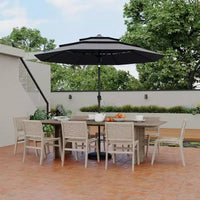 Grand parasol de terrasse à 3 niveaux de 2,7 m, parasol de table d'extérieur, 8 baleines, auvent ventilé, manivelle, plusieurs couleurs
