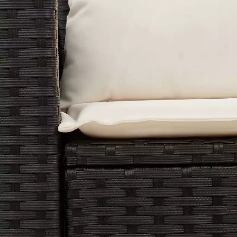 vidaXL Canapé de Jardin Noir, Blanc Crème