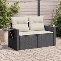 vidaXL Canapé de Jardin Noir, Blanc Crème