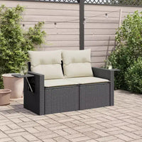 vidaXL Canapé de Jardin Noir, Blanc Crème