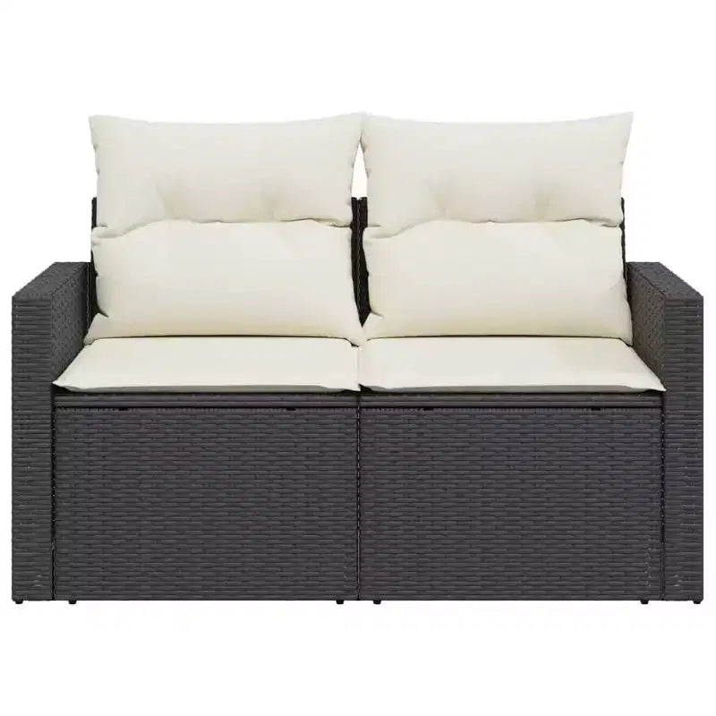vidaXL Canapé de Jardin Noir, Blanc Crème
