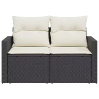 vidaXL Canapé de Jardin Noir, Blanc Crème