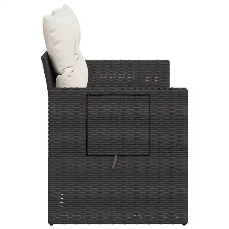 vidaXL Canapé de Jardin Noir, Blanc Crème