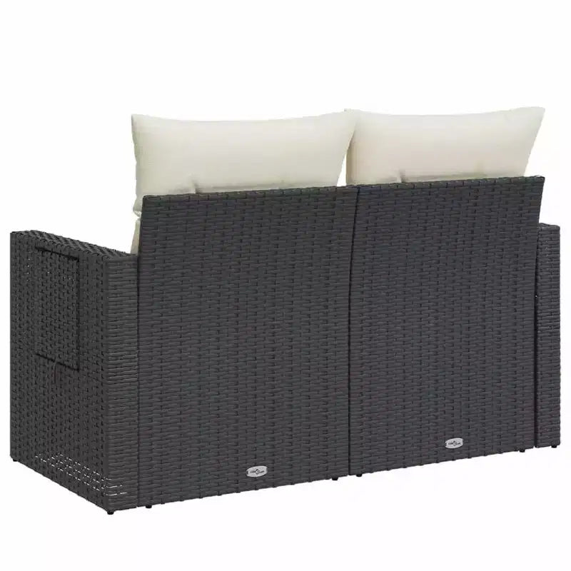 vidaXL Canapé de Jardin Noir, Blanc Crème