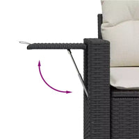 vidaXL Canapé de Jardin Noir, Blanc Crème