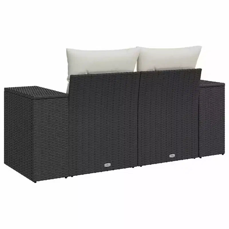 vidaXL Canapé de jardin noir et crème en résine tressée et acier thermolaqué