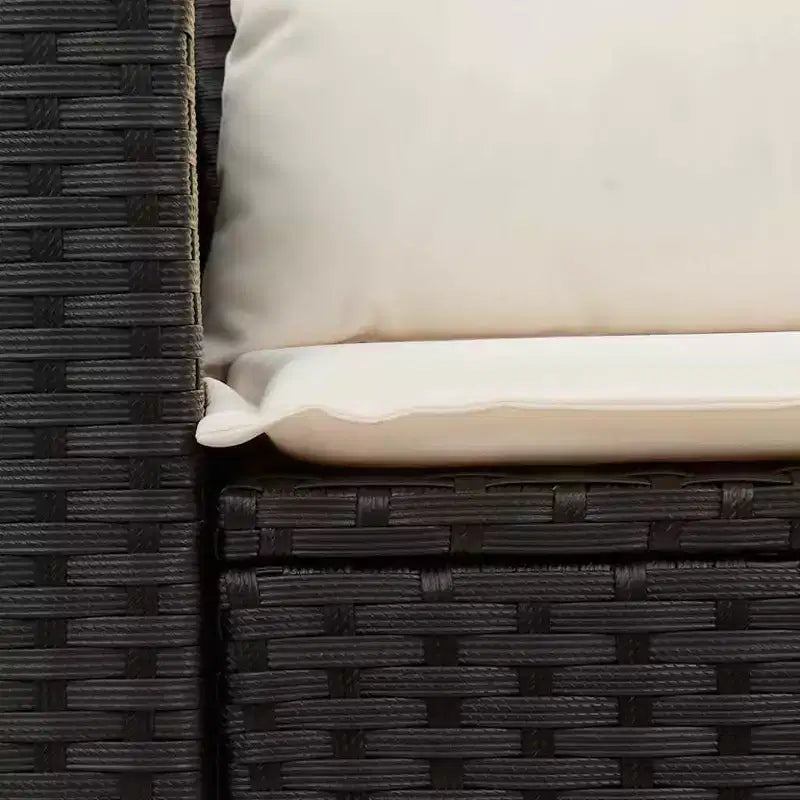 vidaXL Canapé de jardin noir et crème en résine tressée et acier thermolaqué