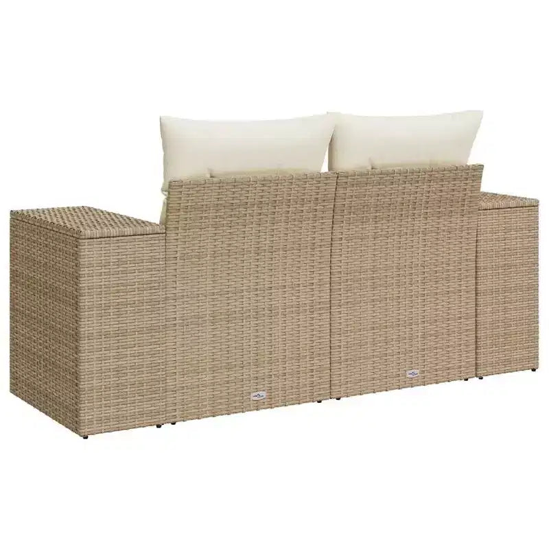vidaXL Canapé de jardin beige en résine tressée poly, 2 places, pieds réglables