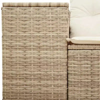 vidaXL Canapé de jardin beige en résine tressée poly, 2 places, pieds réglables
