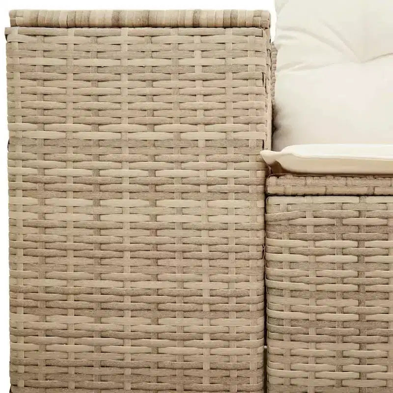 vidaXL Canapé de jardin beige en résine tressée poly, 2 places, pieds réglables