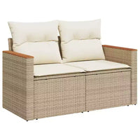 vidaXL Canapé de jardin beige en résine tressée PE, acier thermolaqué, bois d'acacia massif