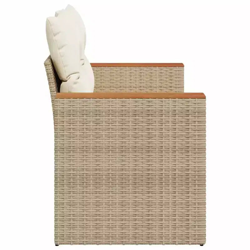 vidaXL Canapé de jardin beige en résine tressée PE, acier thermolaqué, bois d'acacia massif