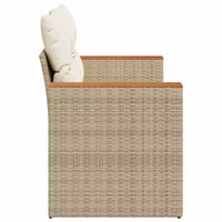 vidaXL Canapé de jardin beige en résine tressée PE, acier thermolaqué, bois d'acacia massif
