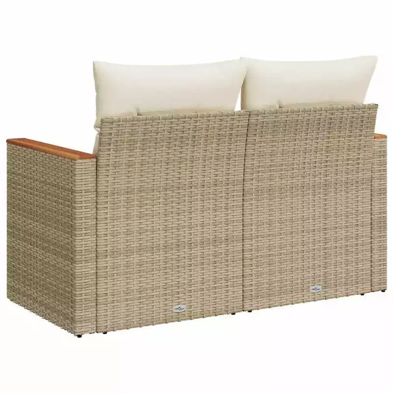 vidaXL Canapé de jardin beige en résine tressée PE, acier thermolaqué, bois d'acacia massif