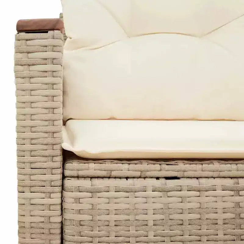 vidaXL Canapé de jardin beige en résine tressée PE, acier thermolaqué, bois d'acacia massif