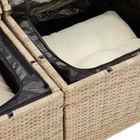 vidaXL Canapé de jardin beige en résine tressée PE, acier thermolaqué, bois d'acacia massif