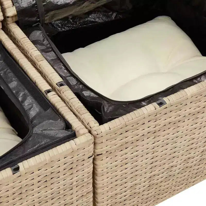 vidaXL Canapé de jardin beige en résine tressée PE, acier thermolaqué, bois d'acacia massif