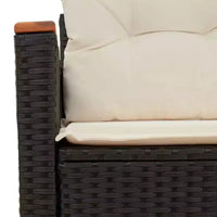 vidaXL Canapé de jardin noir en rotin PE 2 places accoudoirs réglables