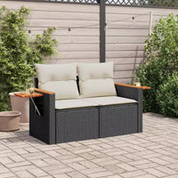 vidaXL Canapé de jardin noir en rotin PE 2 places accoudoirs réglables