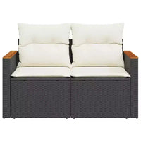 vidaXL Canapé de jardin noir en rotin PE 2 places accoudoirs réglables
