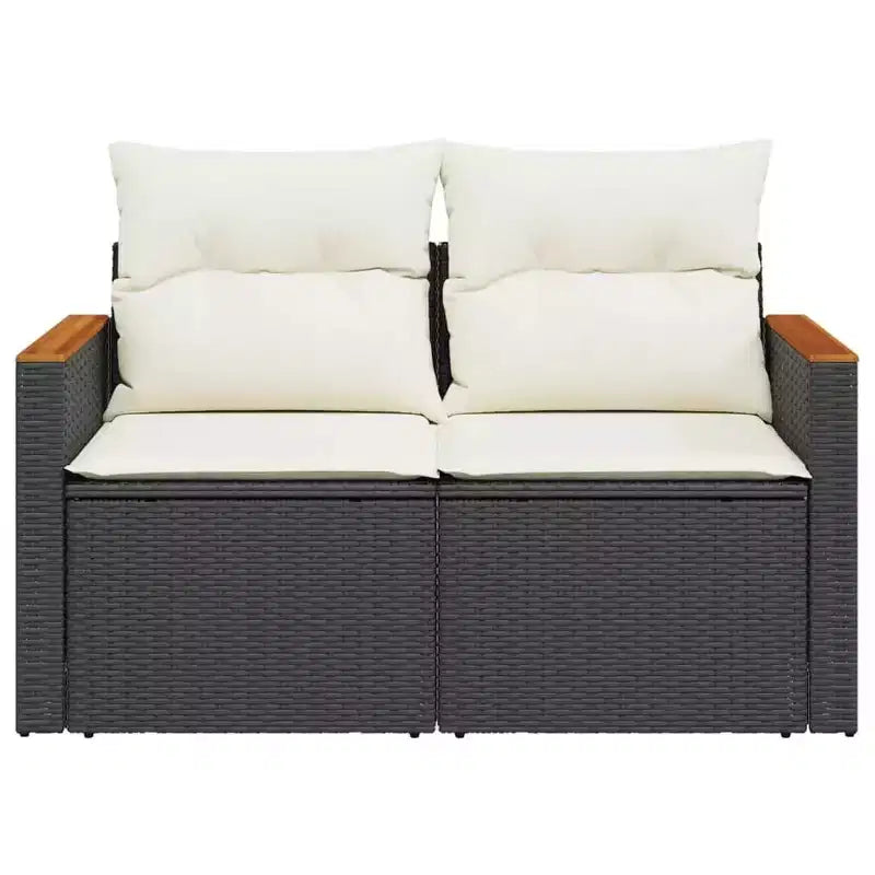 vidaXL Canapé de jardin noir en rotin PE 2 places accoudoirs réglables