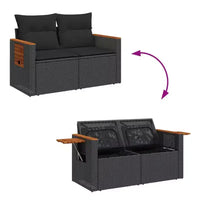 vidaXL Canapé de jardin noir en rotin PE 2 places accoudoirs réglables