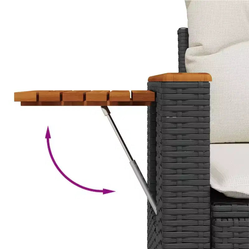 vidaXL Canapé de jardin noir en rotin PE 2 places accoudoirs réglables