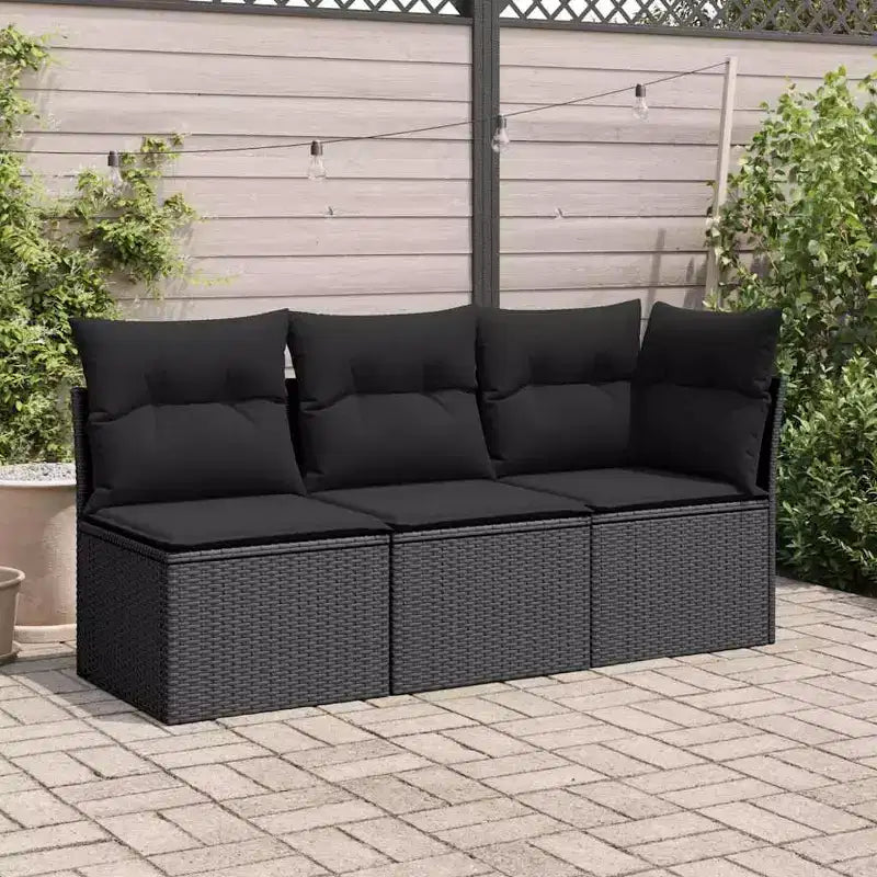 vidaXL Chaise de jardin noire en rotin PE Chaise de jardin modulaire moyenne