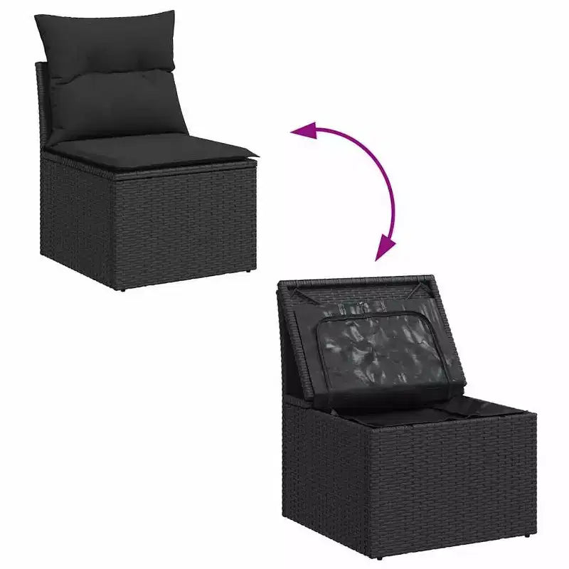 vidaXL Chaise de jardin noire en rotin PE Chaise de jardin modulaire moyenne