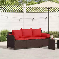 vidaXL Canape de patio avec coussins 3 places brun en rotin PE