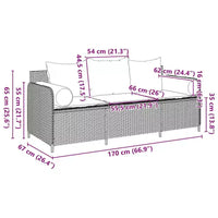 vidaXL Canape de patio avec coussins 3 places brun en rotin PE