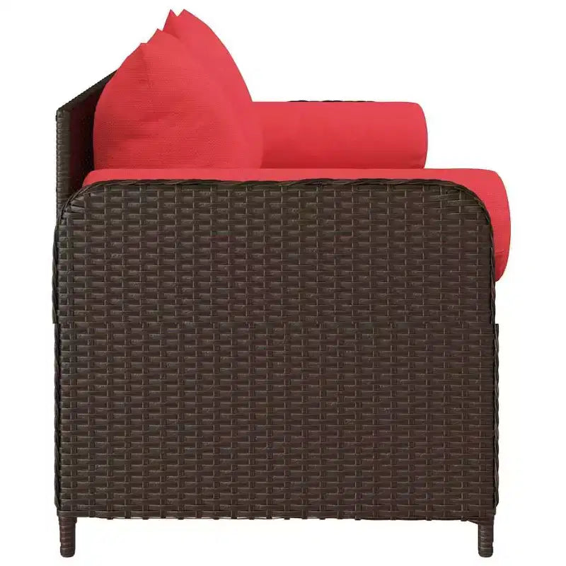vidaXL Canape de patio avec coussins 3 places brun en rotin PE