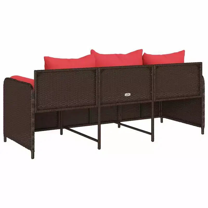 vidaXL Canape de patio avec coussins 3 places brun en rotin PE