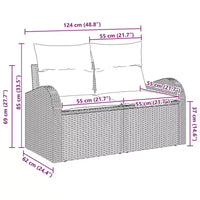 vidaXL Canapé de jardin noir 124 x 62 x 85 cm en rotin synthétique