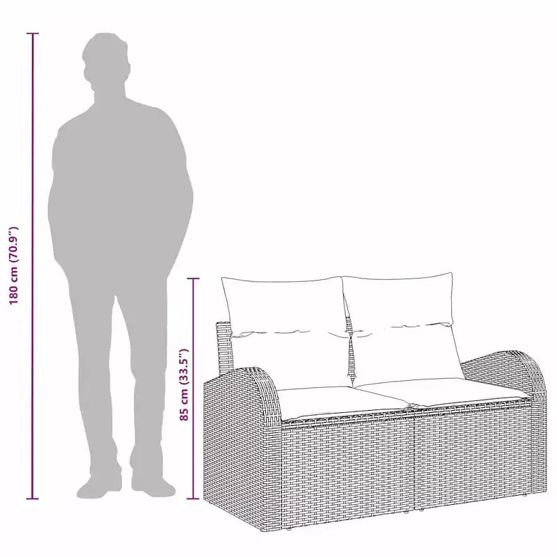 vidaXL Canapé de jardin noir 124 x 62 x 85 cm en rotin synthétique