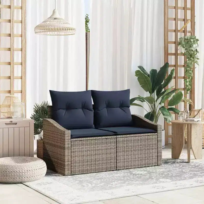 vidaXL Canapé de jardin gris 123 x 62 x 69 cm en résine tressée