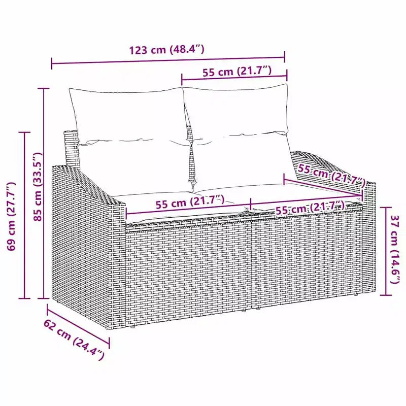 vidaXL Canapé de jardin gris 123 x 62 x 69 cm en résine tressée