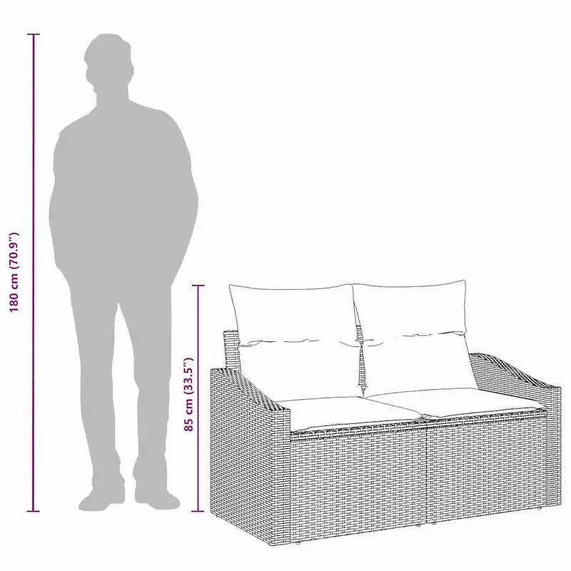 vidaXL Canapé de jardin gris 123 x 62 x 69 cm en résine tressée