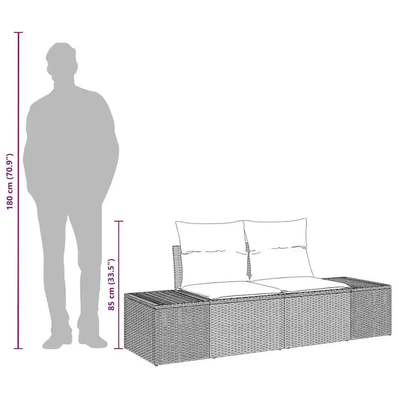vidaXL Canapé de jardin avec coussin 184 x 62 x 69 cm en résine tressée poly