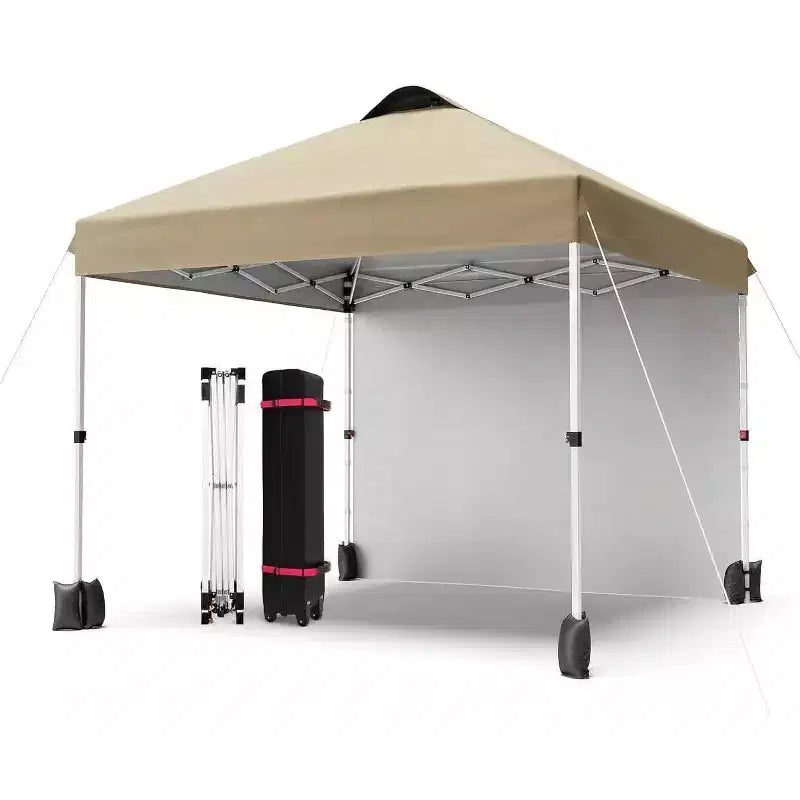 10x10 Pop Up Canopy with 1 Sidewall, Outdoor Canopy Tent, Easy Set Up Beach Tent with Vented Top Portable Roller Bag