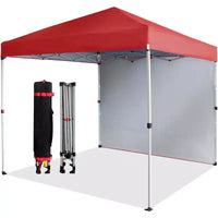 Auvent pop-up 10x10 avec 1 paroi latérale, tente auvent d'extérieur, tente de plage à montage facile avec dessus ventilé, sac à roulettes portable